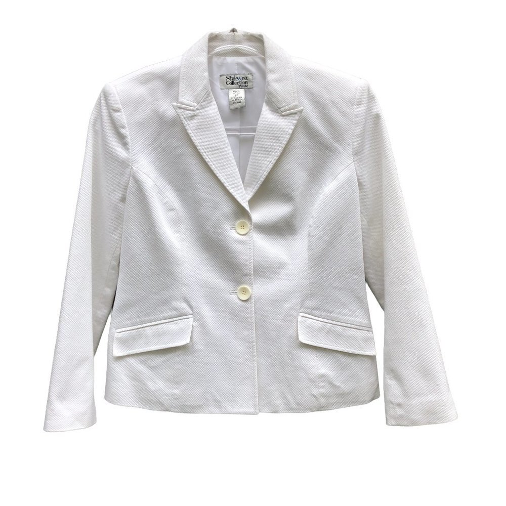Style & Co Vintage White 90s Suit Jacket - Picture 2 of 6